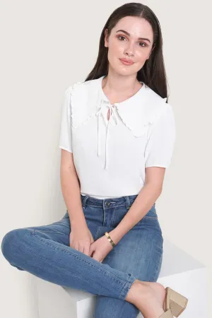 Puff Sleeve Shirt with Oversized Collar
