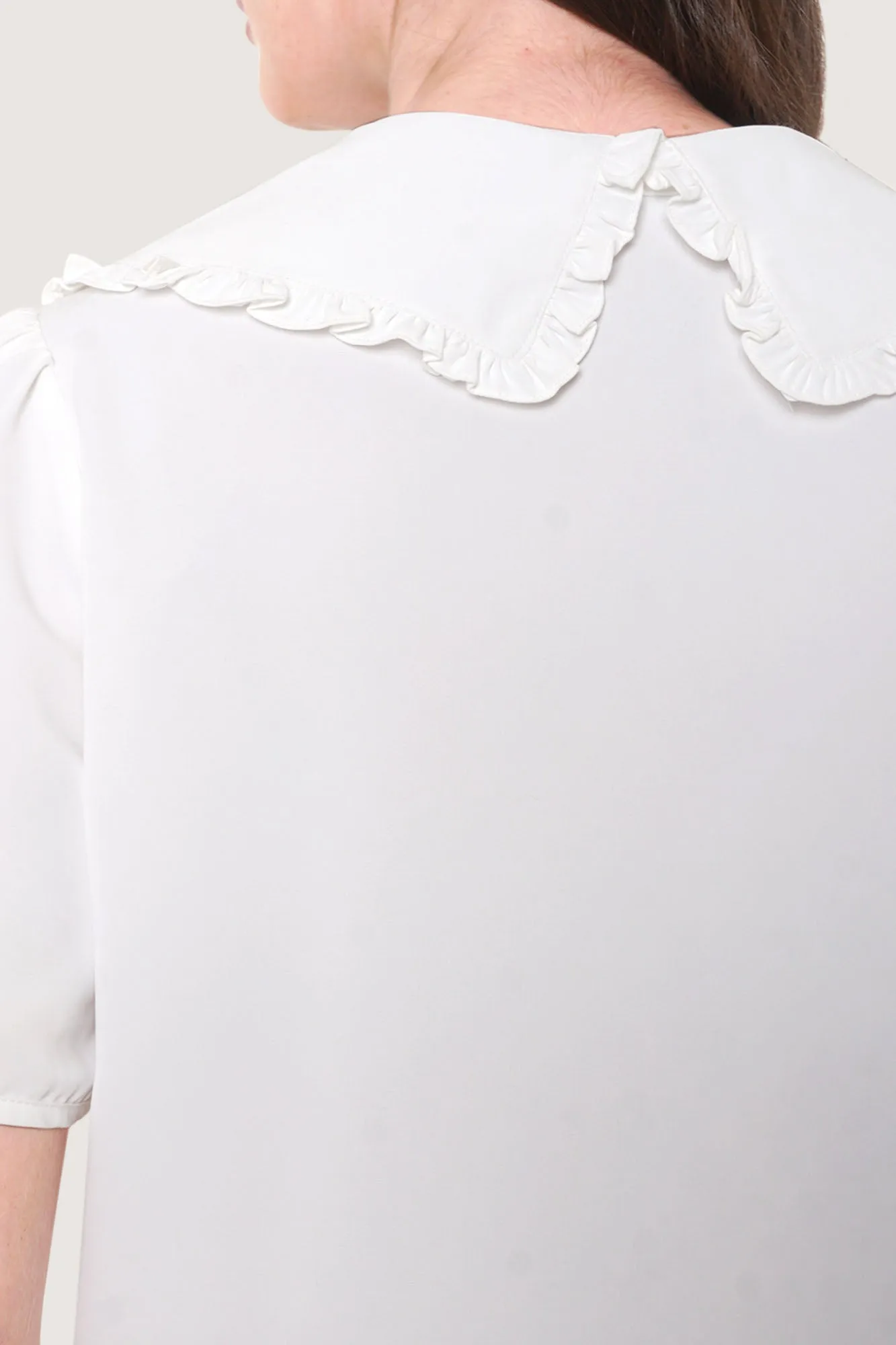 Puff Sleeve Shirt with Oversized Collar