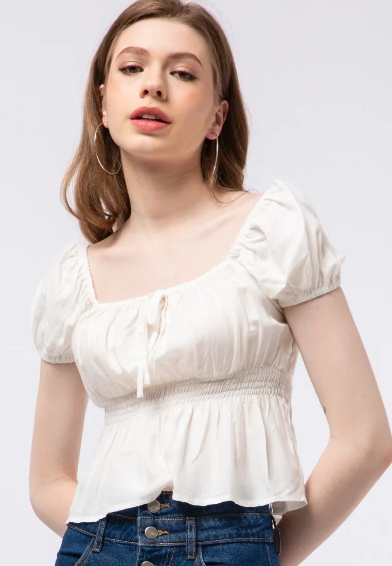 Puff Sleeve Smocked Top