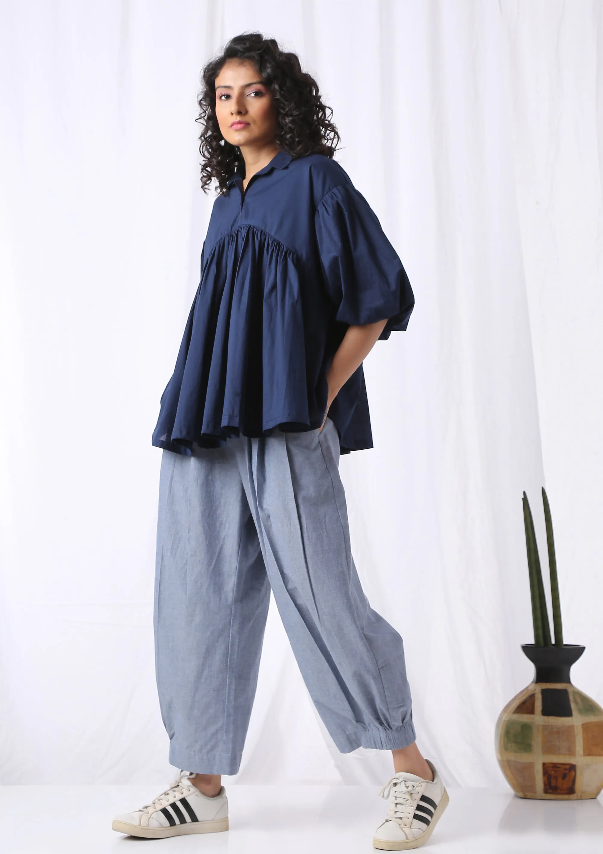 PUFF SLEEVE TOP - BLUE