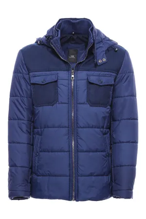 Puffer Navy Blue Men Coat - Wessi