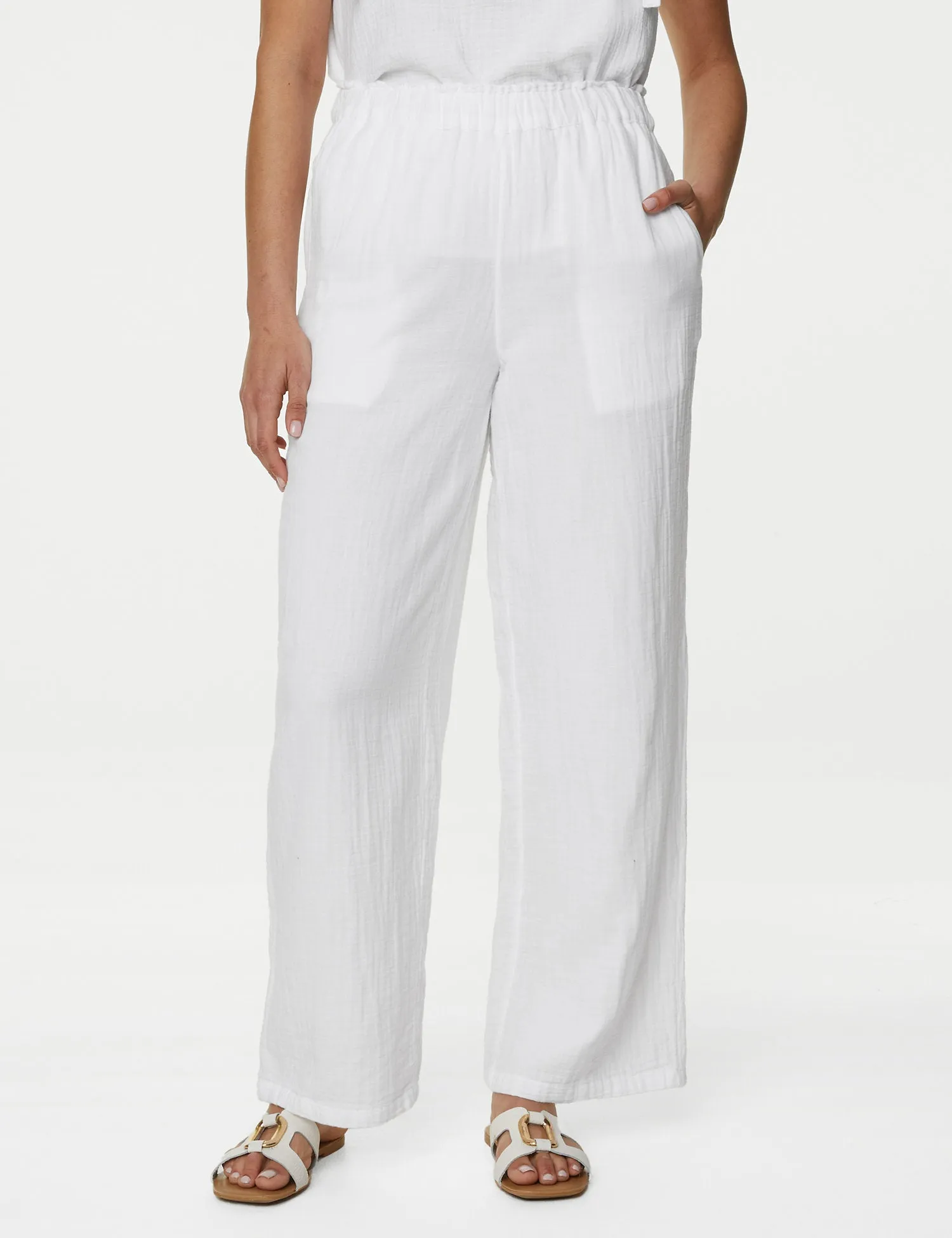 Pure Cotton Wide Leg Trousers
