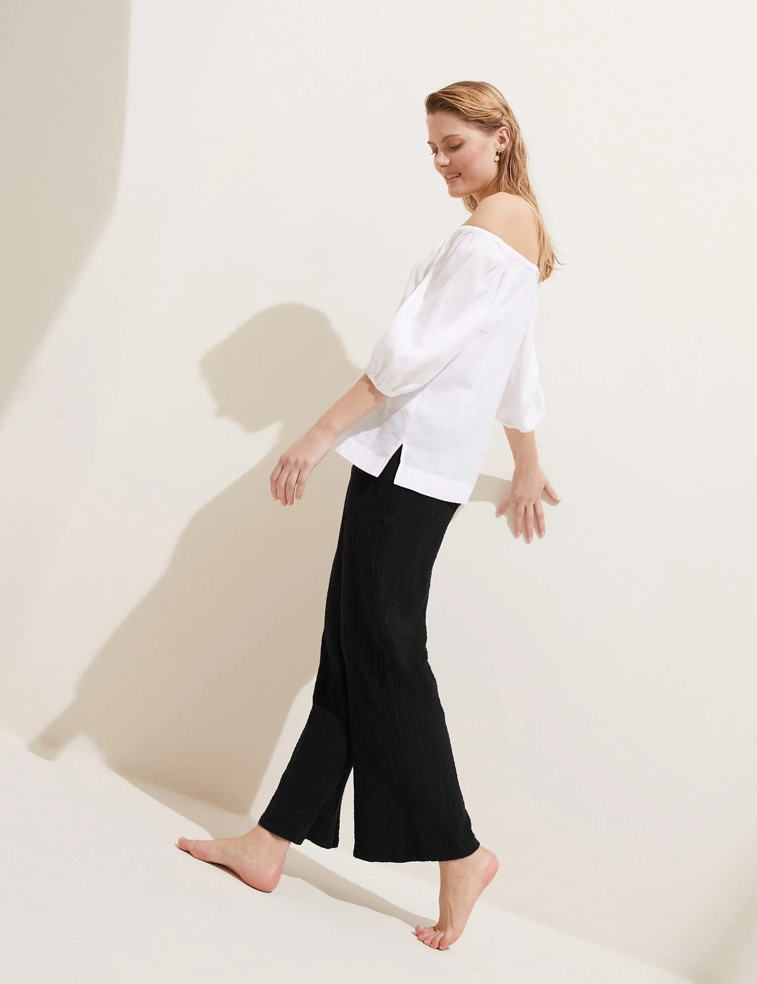 Pure Cotton Wide Leg Trousers