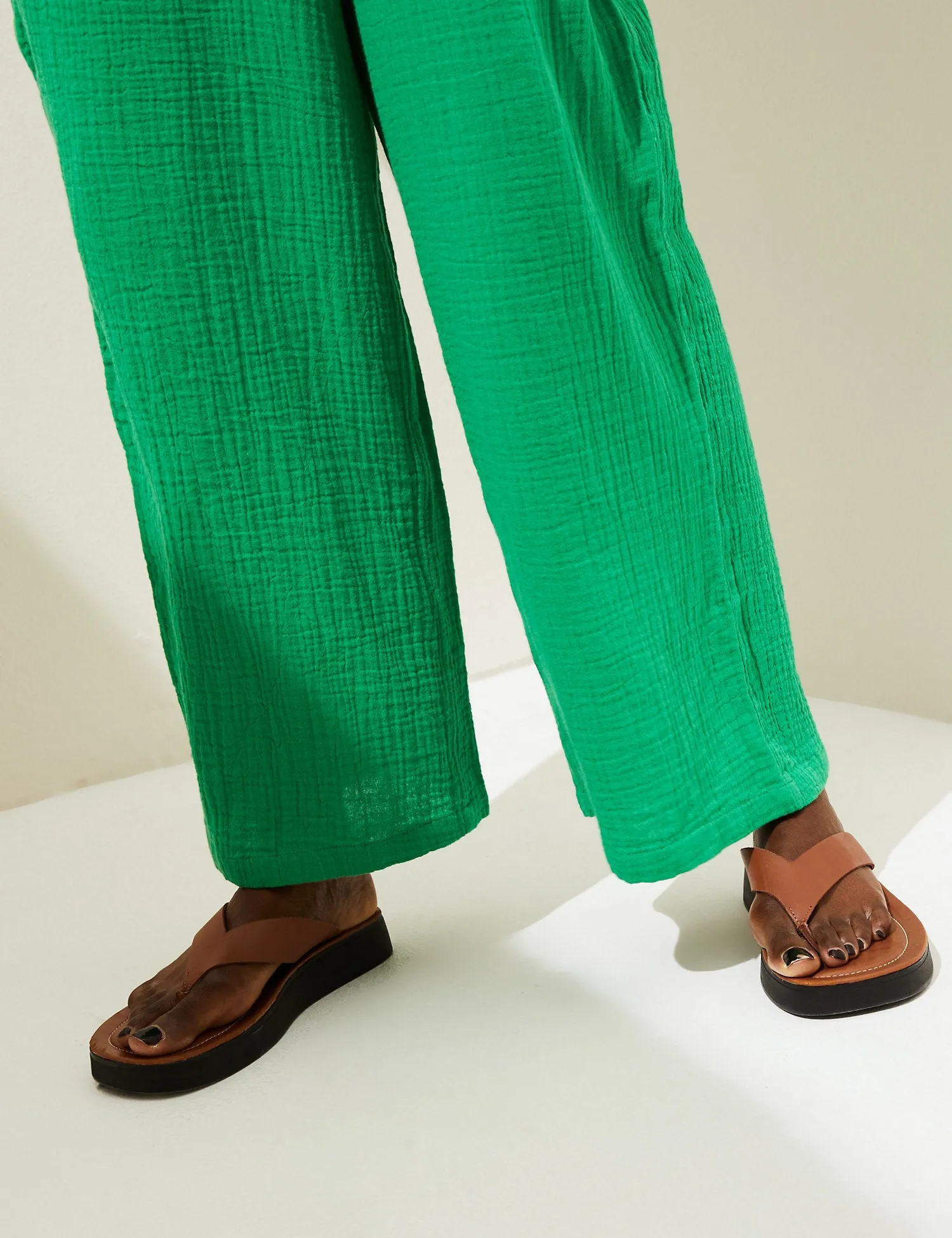 Pure Cotton Wide Leg Trousers
