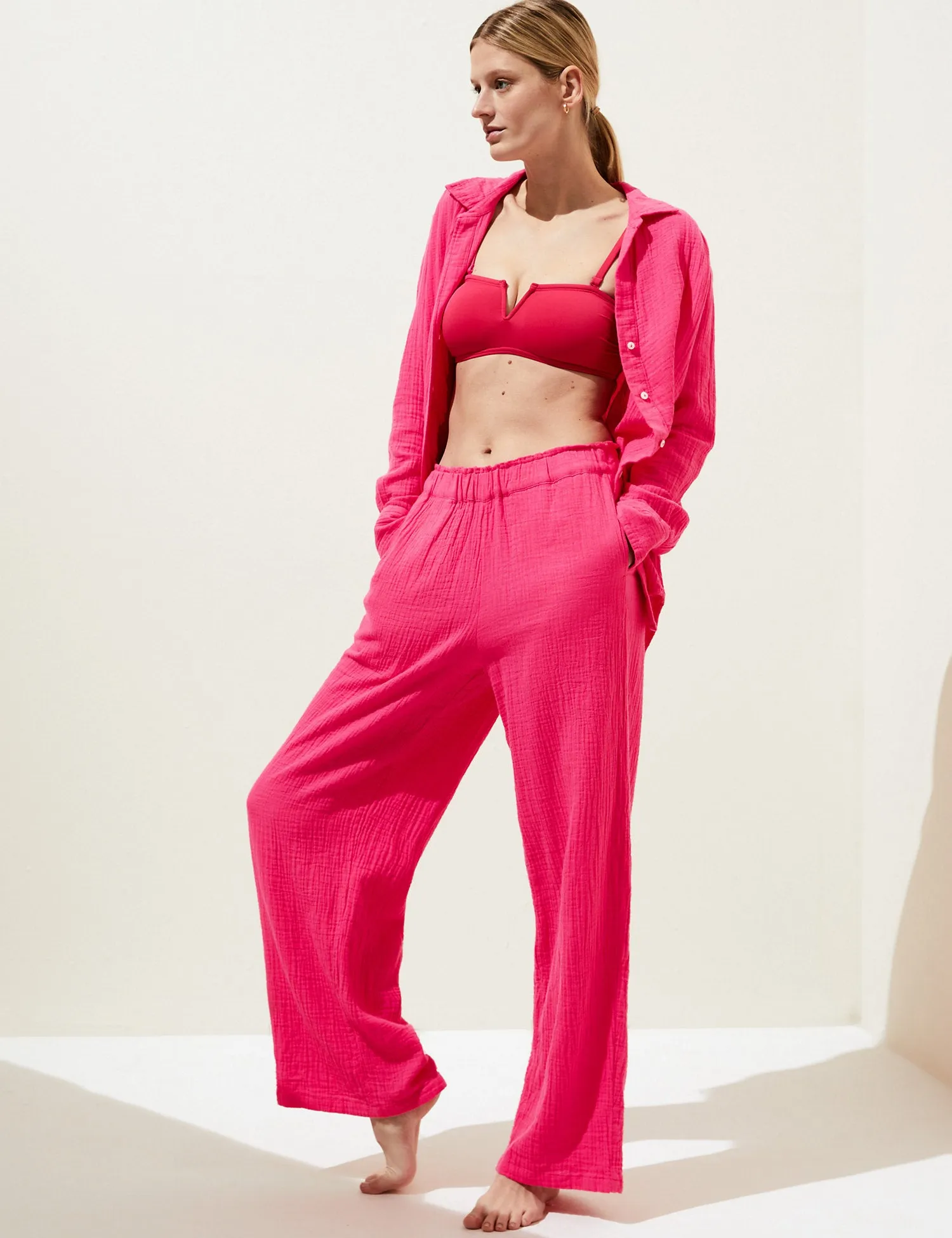 Pure Cotton Wide Leg Trousers