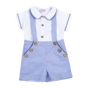 "Adrien" Denim Blue Shorts with Braces Set