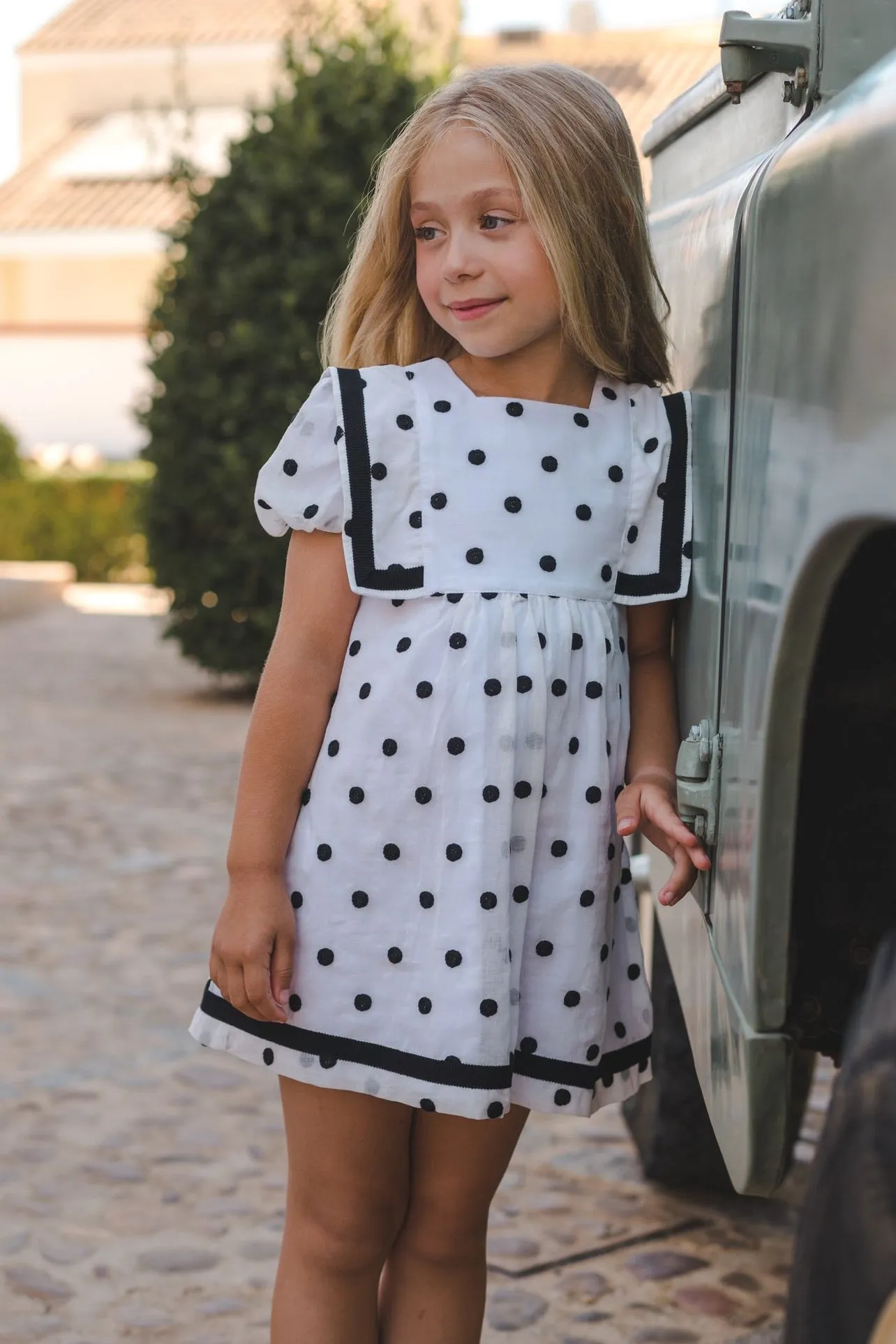 "Bella" Black & White Polka Dot Dress