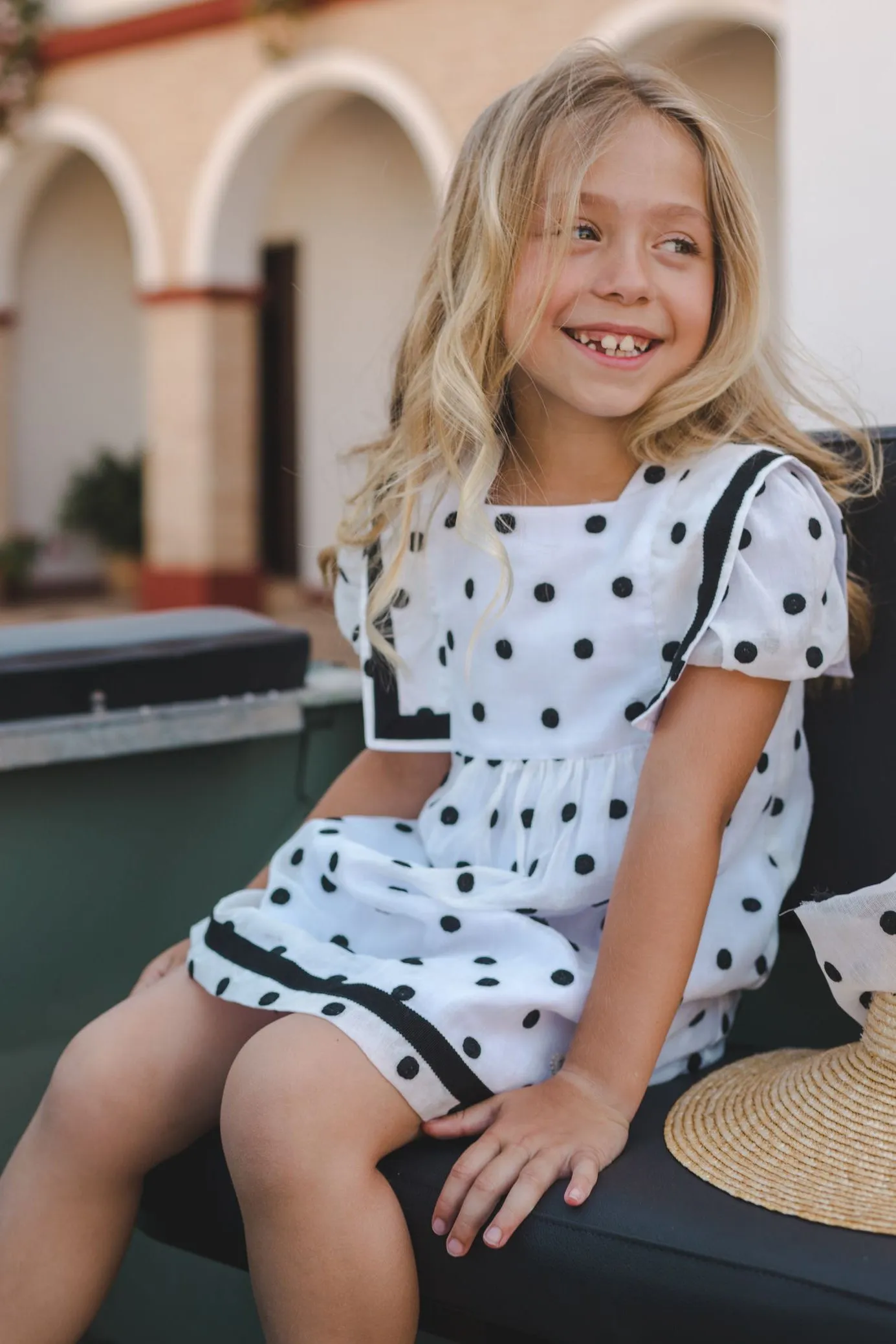 "Bella" Black & White Polka Dot Dress