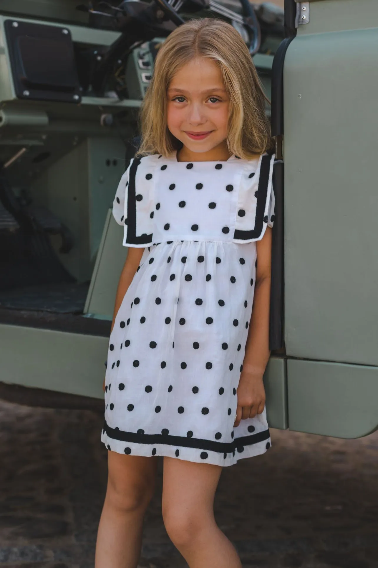 "Bella" Black & White Polka Dot Dress