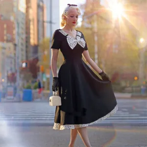 "BLACK POLKA DOT BOWKNOT" DRESS H042309
