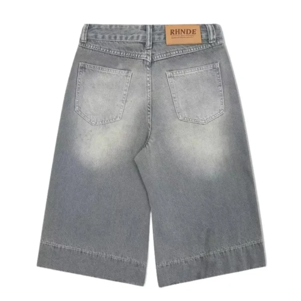 "Distressed Whiskered Denim" Shorts