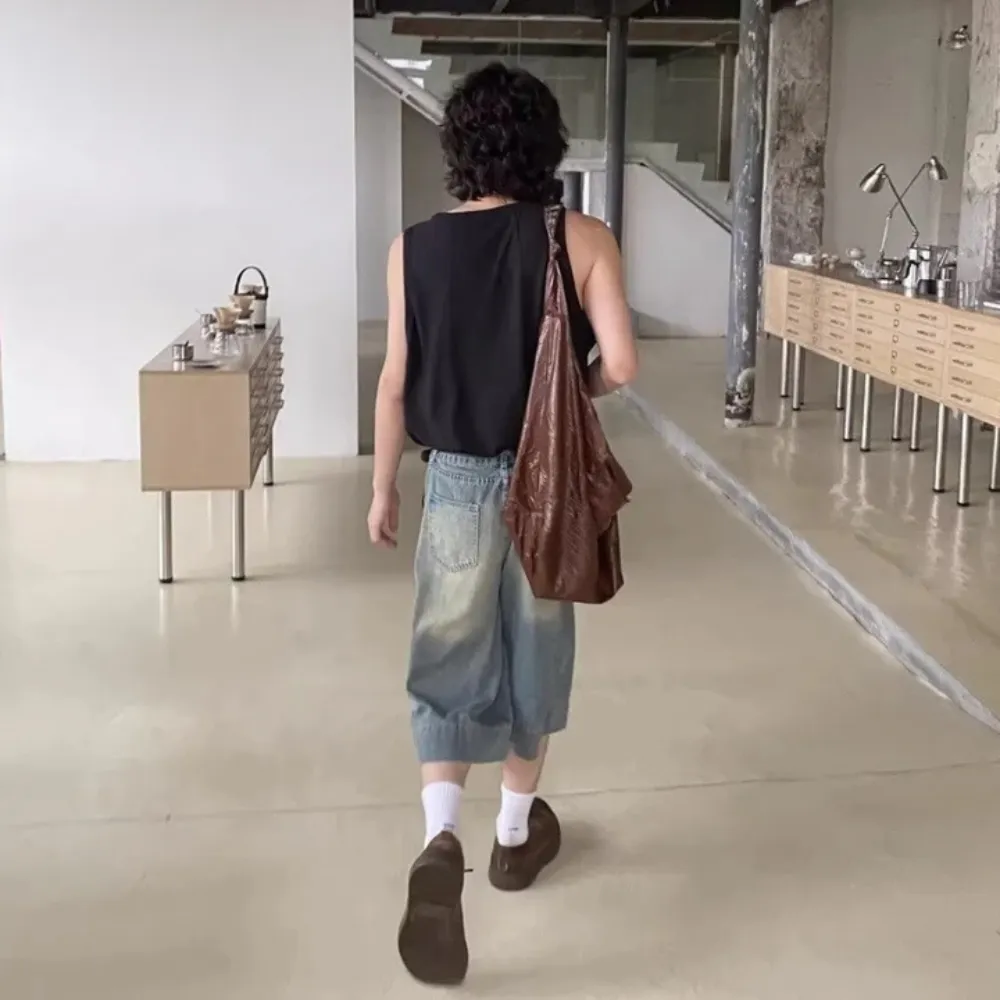 "Distressed Whiskered Denim" Shorts