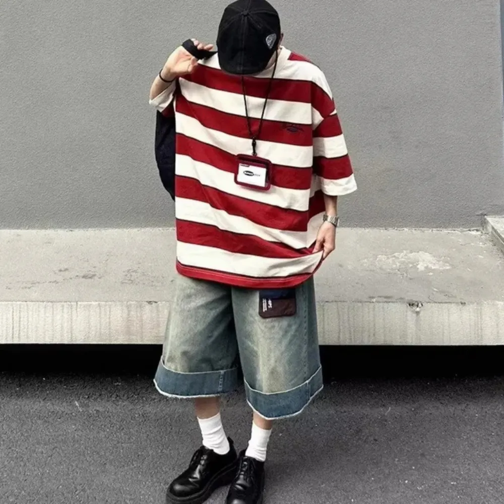 "Distressed Whiskered Denim" Shorts