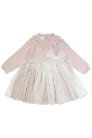 "Honey" Dusky Pink Shimmer Knit Tulle Dress