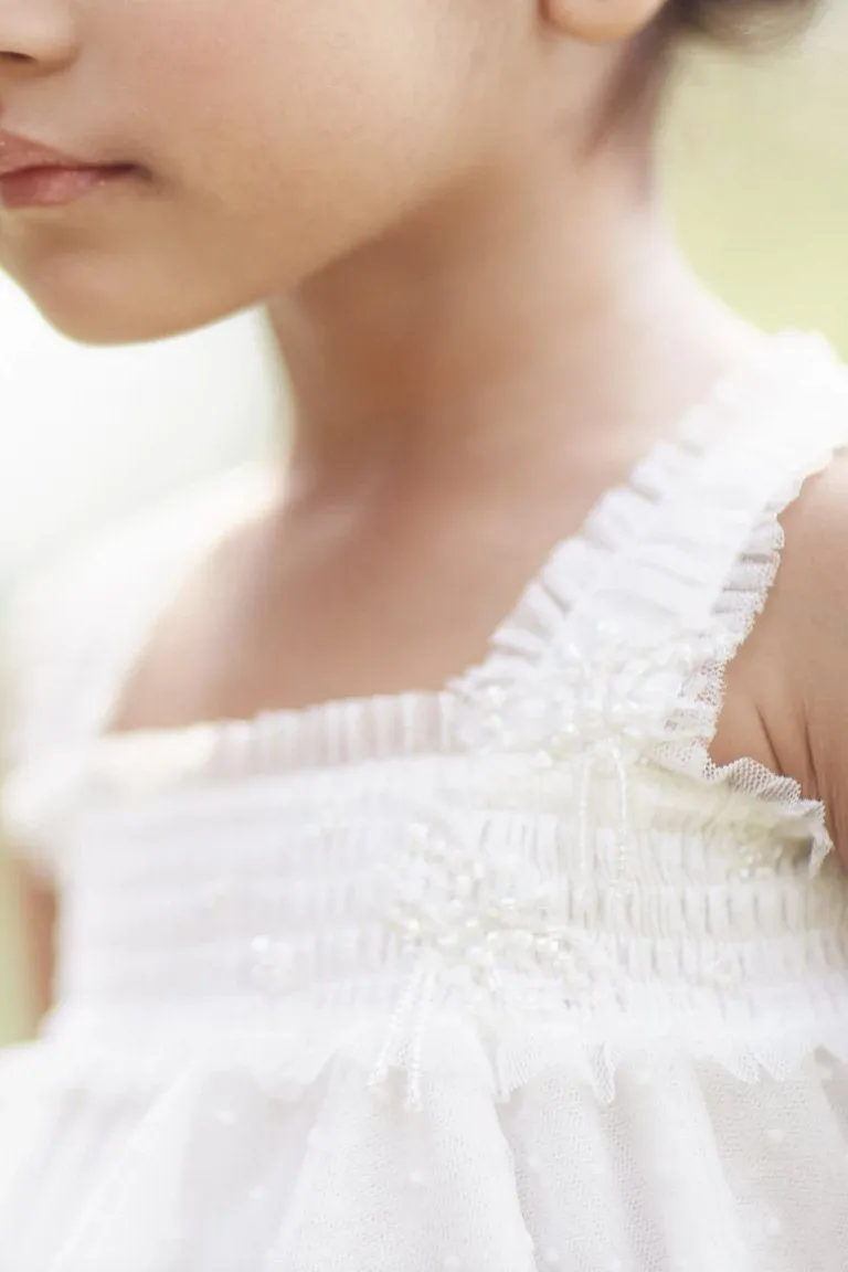 "Pippy" White Plumeti Dot Fairy Wing Dress
