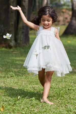 "Pippy" White Plumeti Dot Fairy Wing Dress