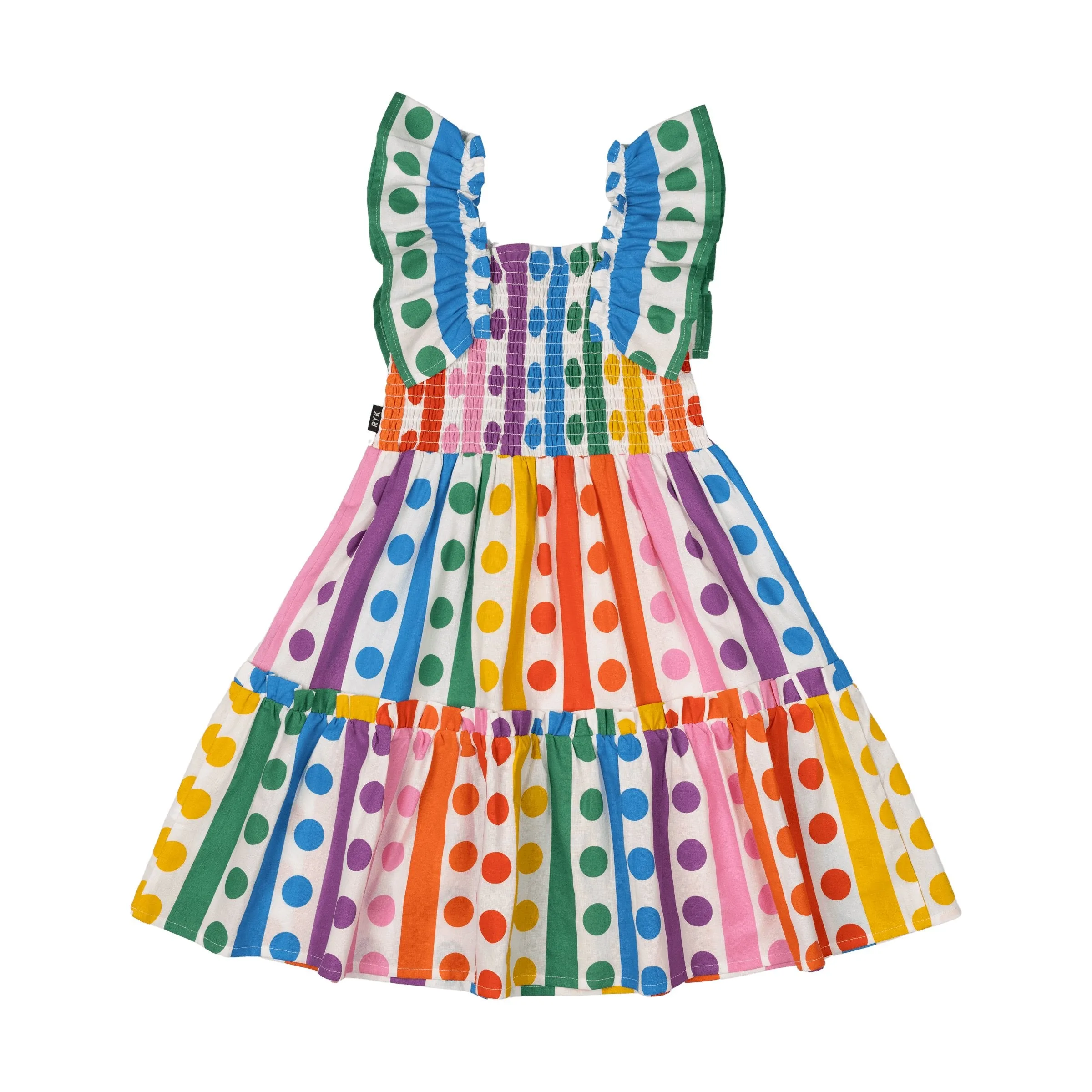 Rainbow Drops Shirred Dress