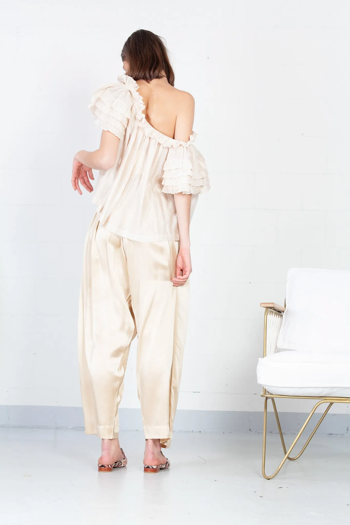 Raj Pleated Satin Pants