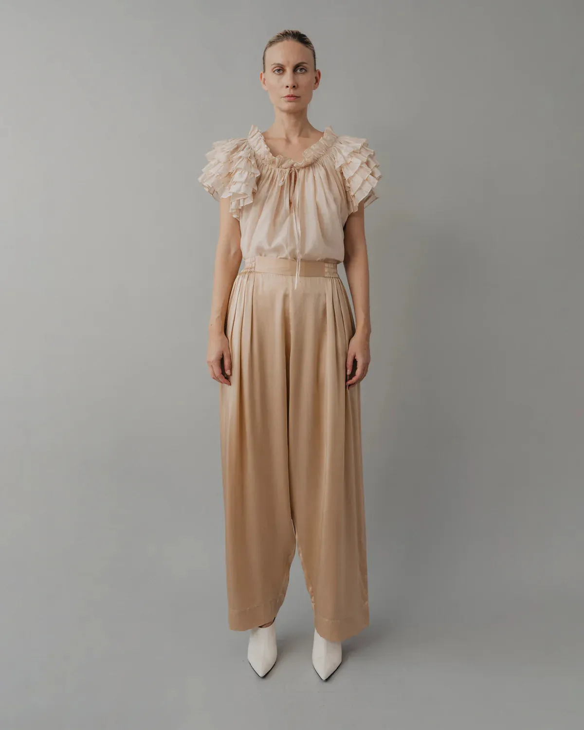 Raj Pleated Satin Pants