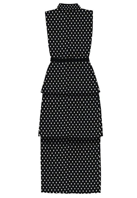 Ray Polka Dot Mock Neck Dress