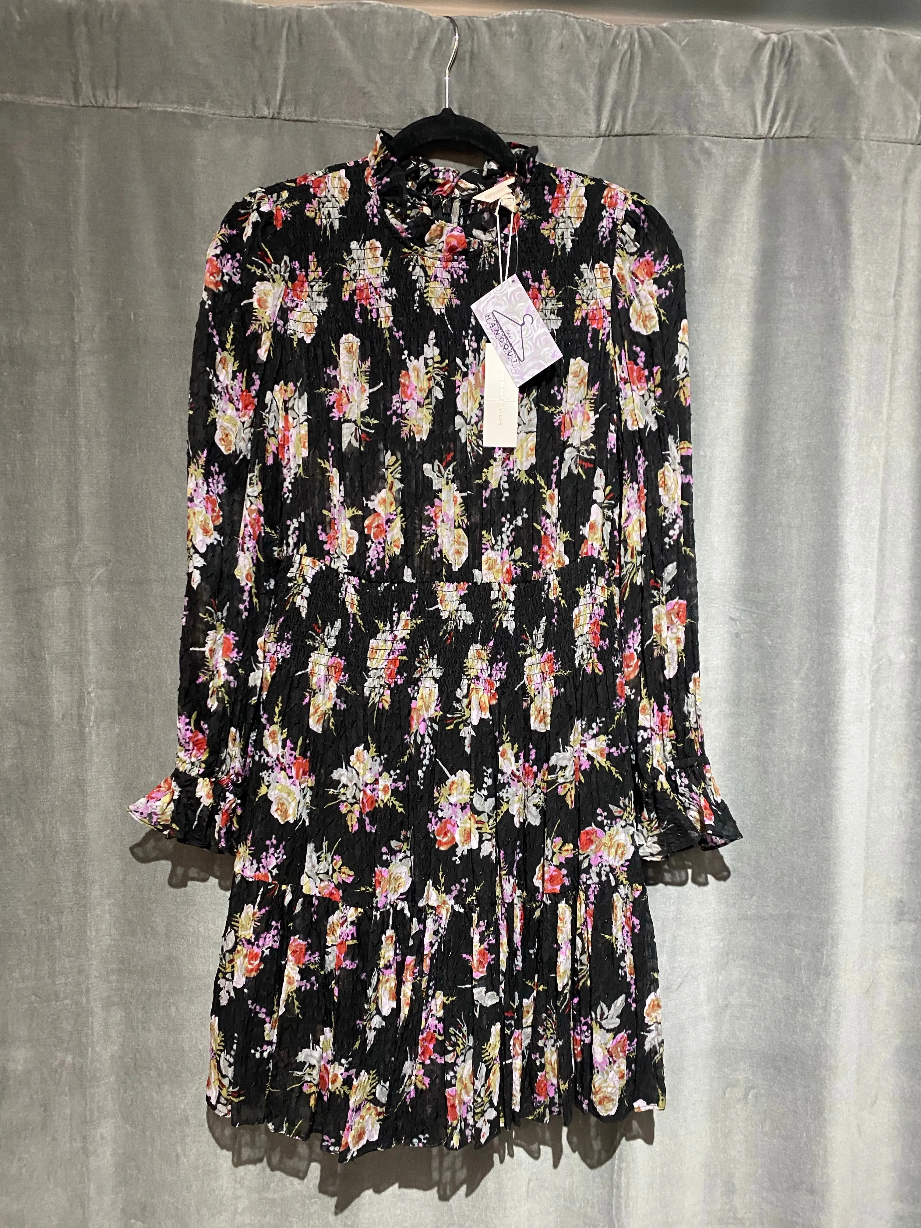 Rebecca Taylor Floral Long Sleeve Ruffle Dress