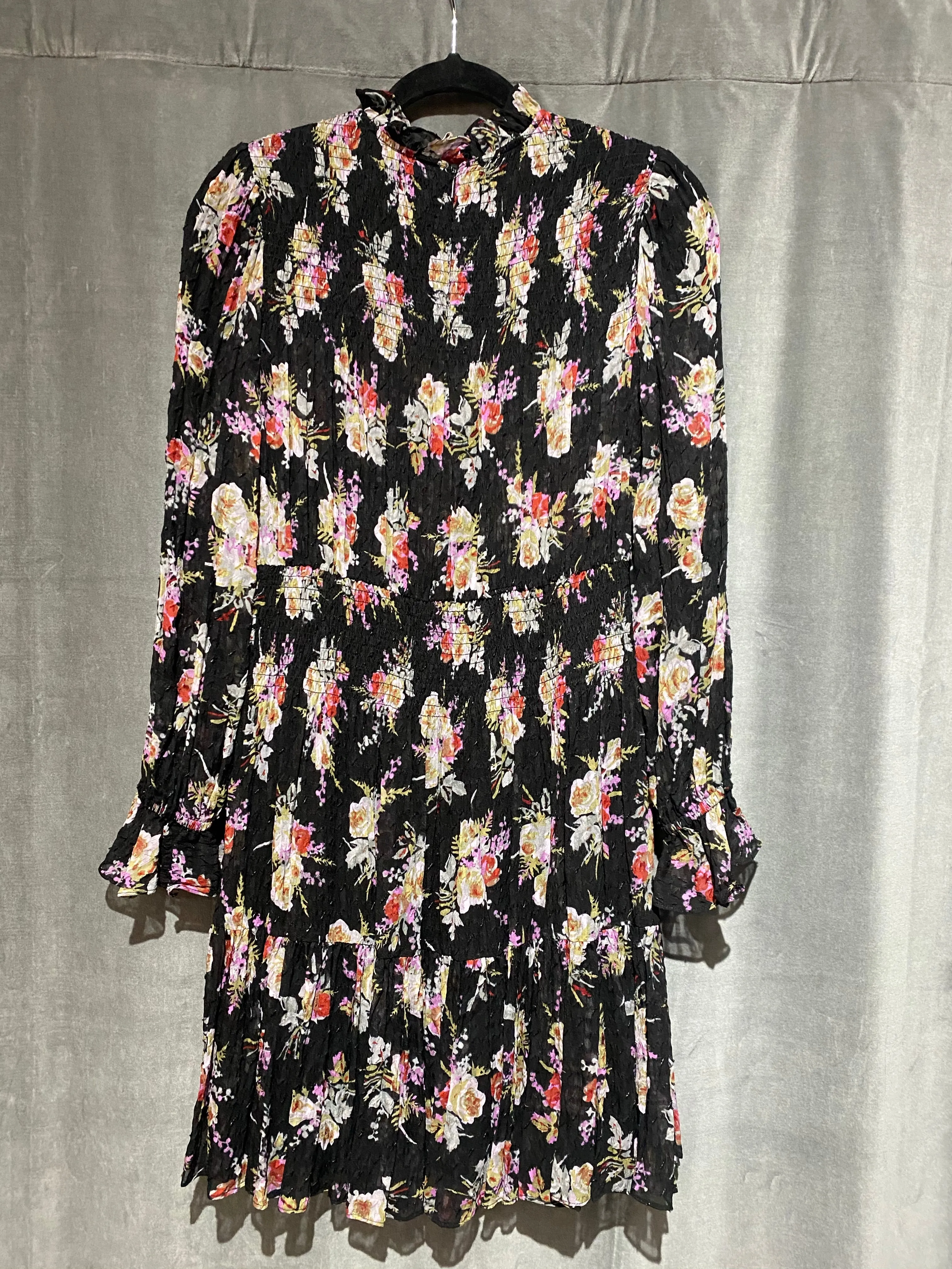 Rebecca Taylor Floral Long Sleeve Ruffle Dress