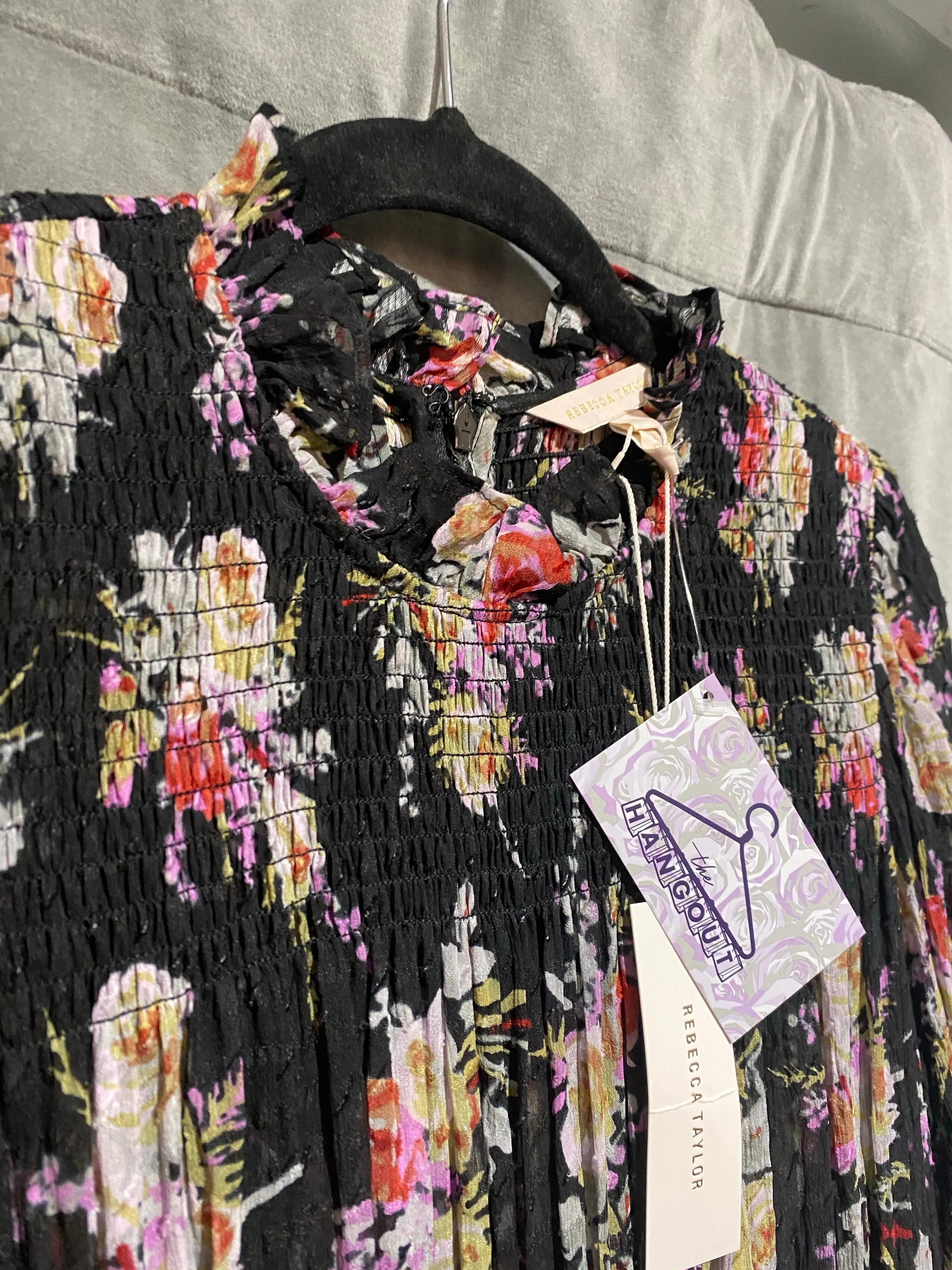 Rebecca Taylor Floral Long Sleeve Ruffle Dress