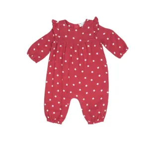 Red Polka Dot Ruffle Sleeve Romper