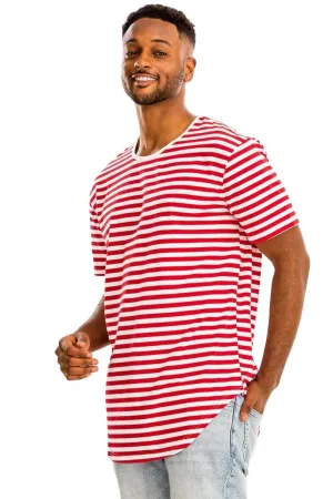 Red White Striped Round Neck Tshirt