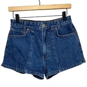 Re/Done x Solid and Striped Women's High Darted Denim Shorts Size 27 Dark Blue