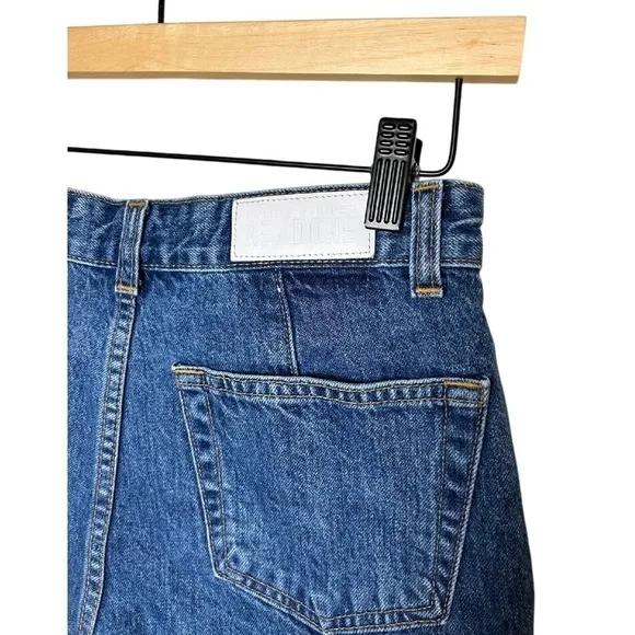 Re/Done x Solid and Striped Women's High Darted Denim Shorts Size 27 Dark Blue