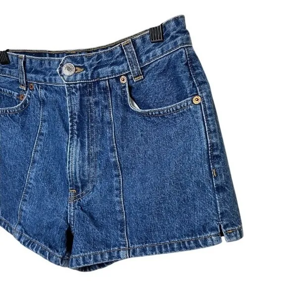Re/Done x Solid and Striped Women's High Darted Denim Shorts Size 27 Dark Blue
