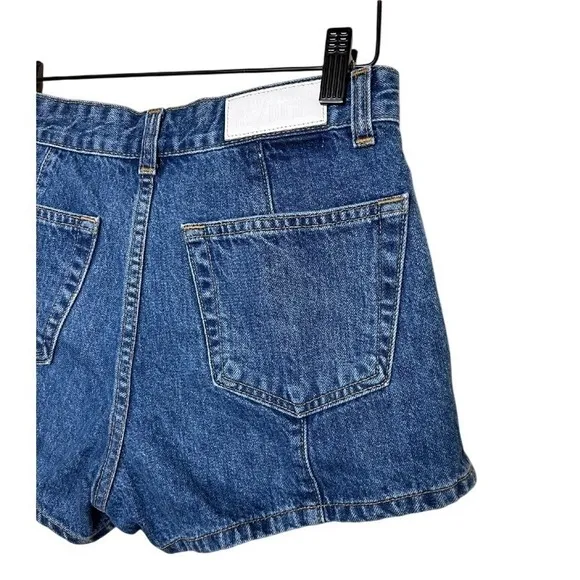 Re/Done x Solid and Striped Women's High Darted Denim Shorts Size 27 Dark Blue