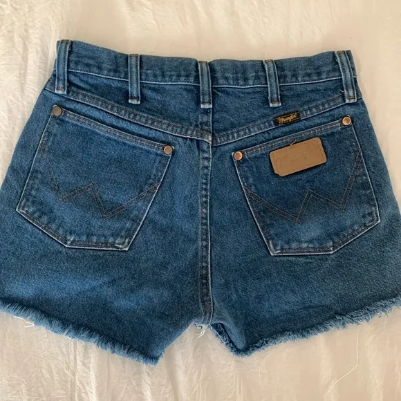 Reformation Wrangler Reworked Denim Shorts True Blue