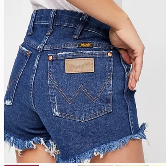 Reformation Wrangler Reworked Denim Shorts True Blue