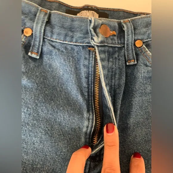 Reformation Wrangler Reworked Denim Shorts True Blue