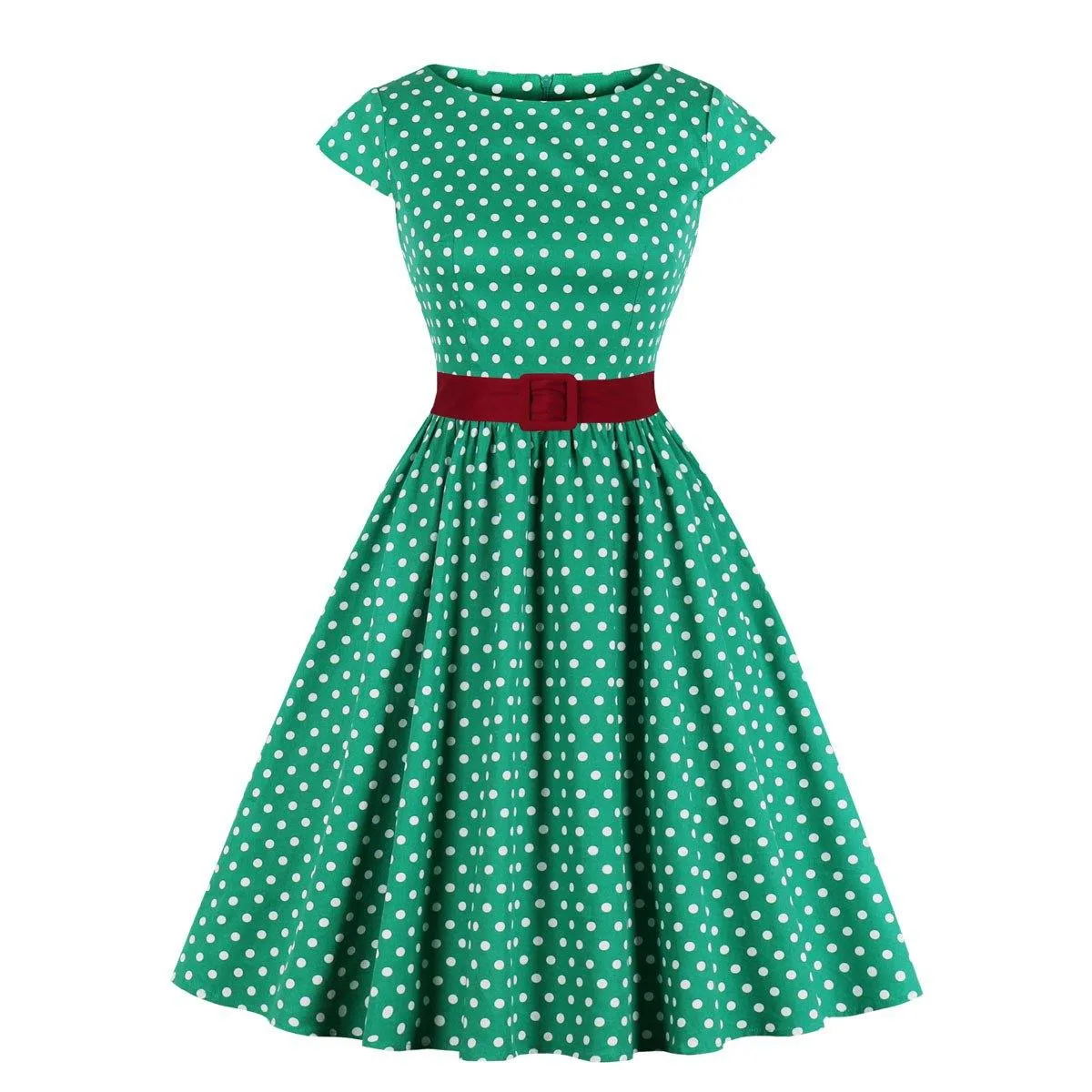 Regular Waist Dot Print Plus Sizes Midi Dresses