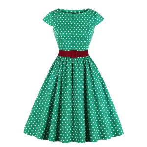 Regular Waist Dot Print Plus Sizes Midi Dresses