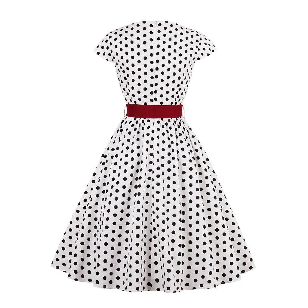 Regular Waist Dot Print Plus Sizes Midi Dresses