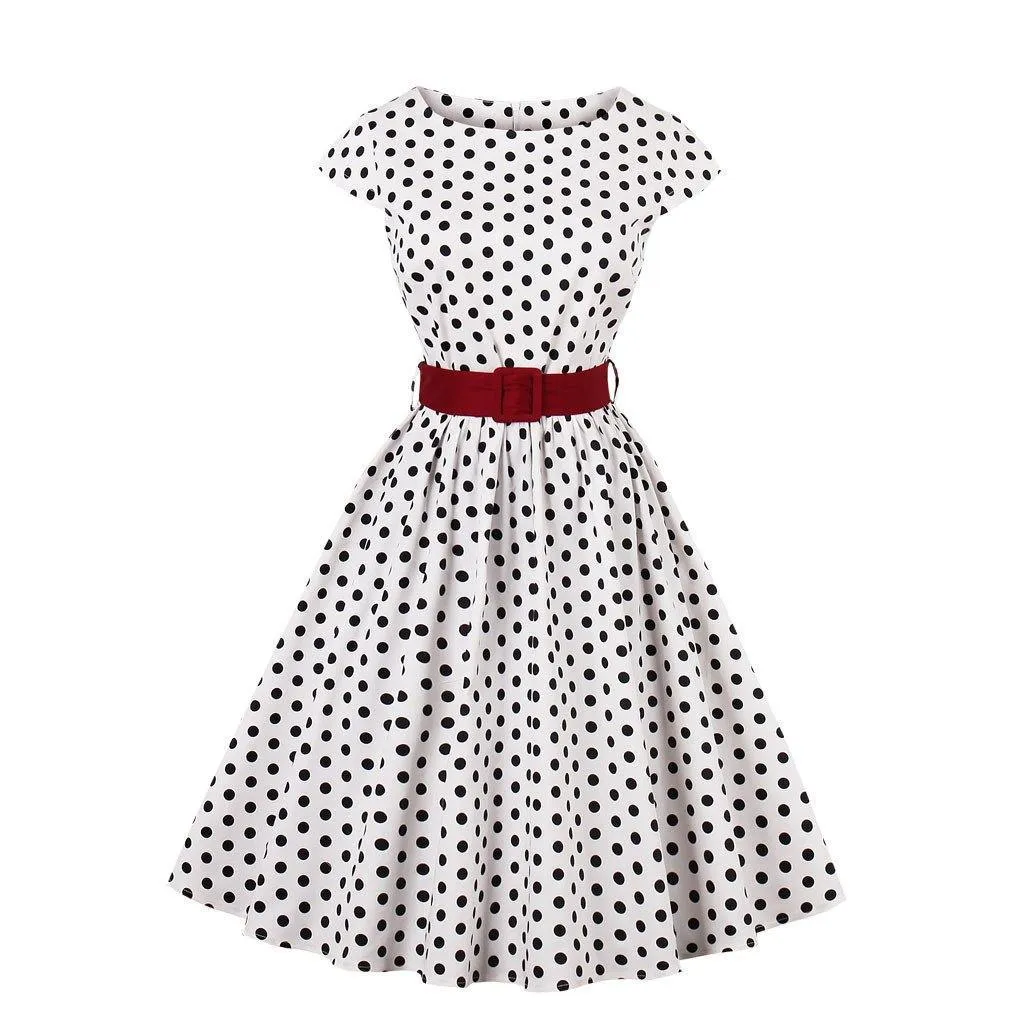 Regular Waist Dot Print Plus Sizes Midi Dresses
