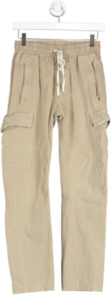 Represent Beige Drawstring Cargo Trousers UK XS