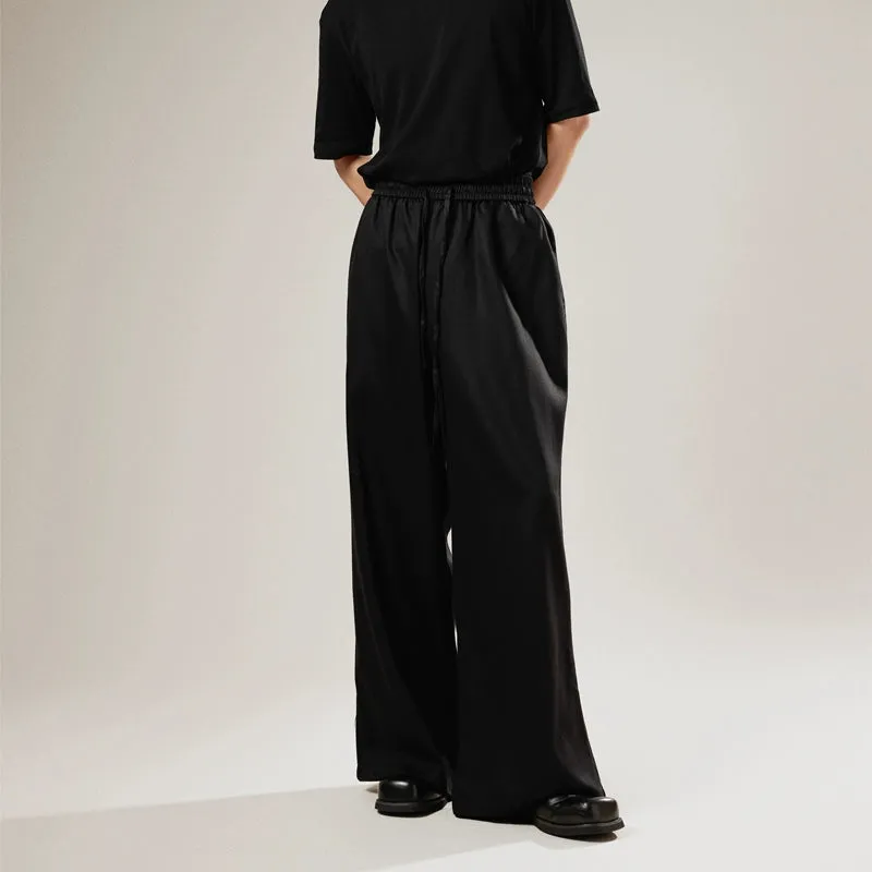 Retro Drawstring Wide-Leg Trousers