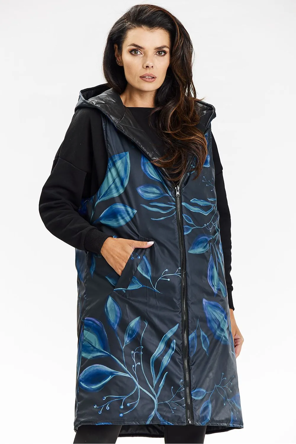 Reversible Elegant Long Hooded Vest