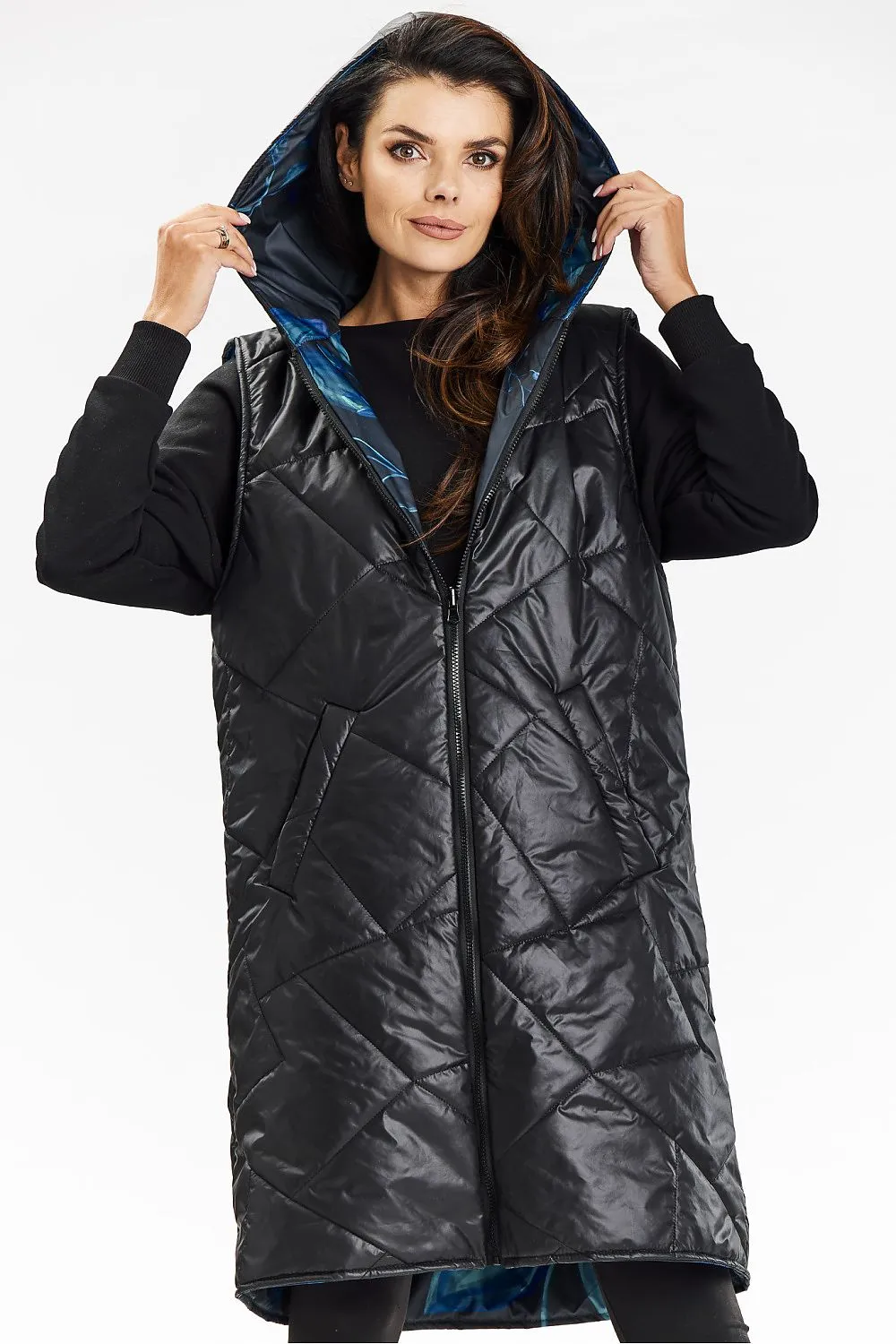 Reversible Elegant Long Hooded Vest