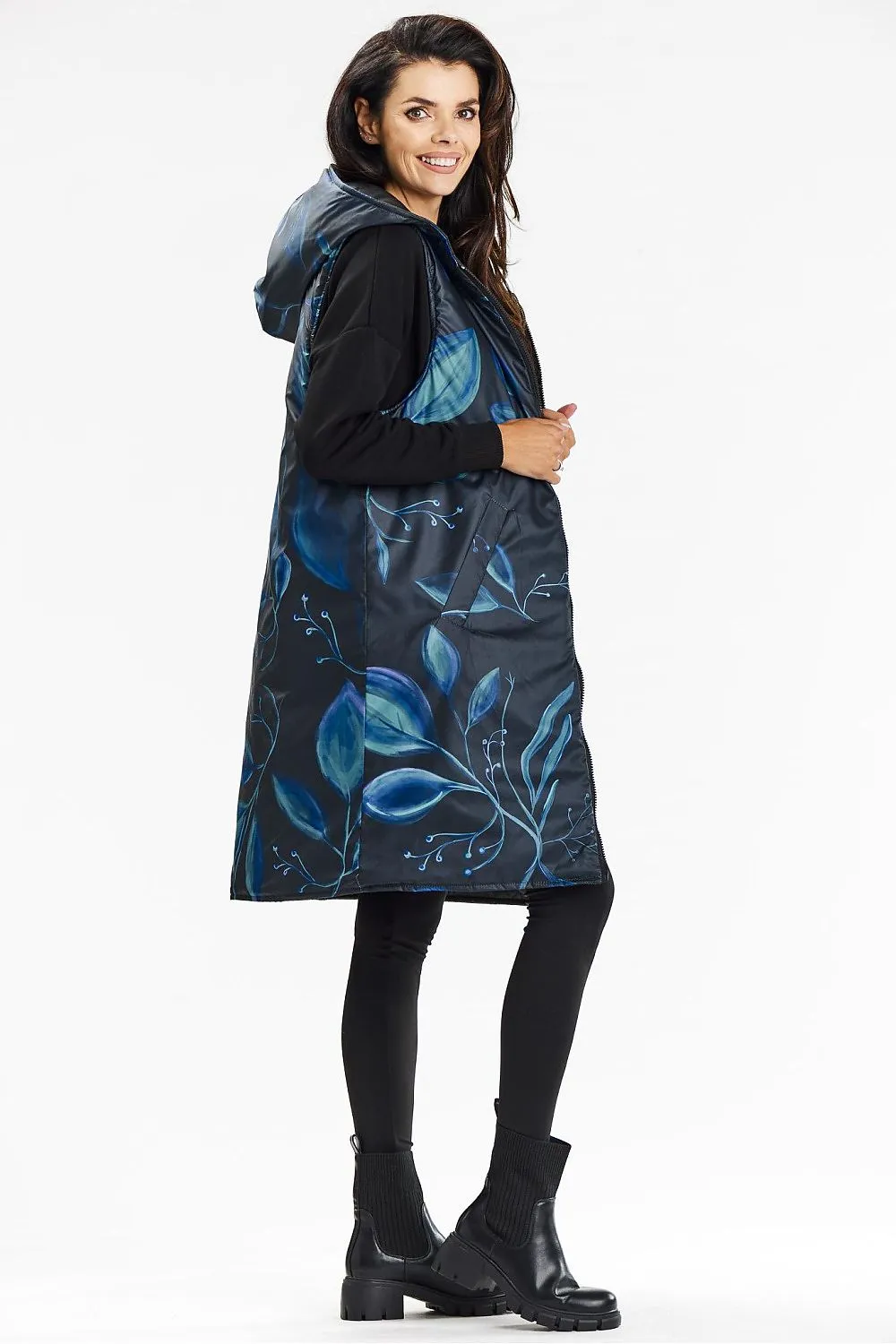 Reversible Elegant Long Hooded Vest