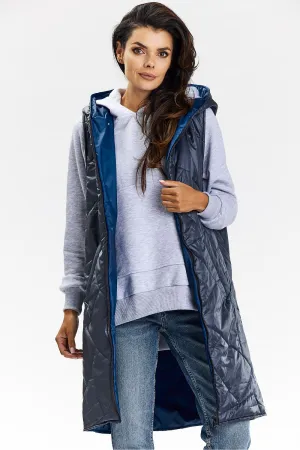 Reversible Elegant Long Hooded Vest
