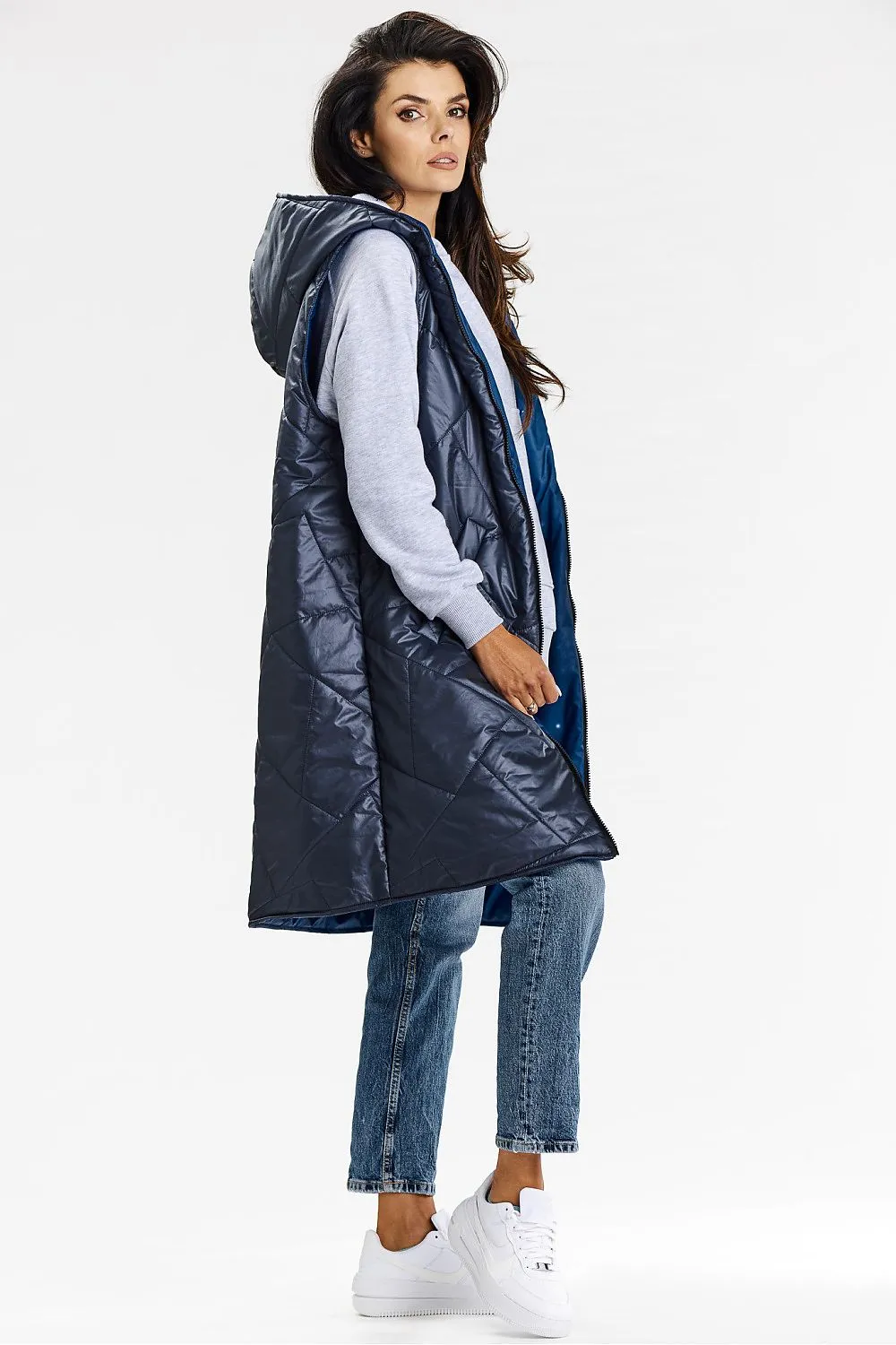 Reversible Elegant Long Hooded Vest