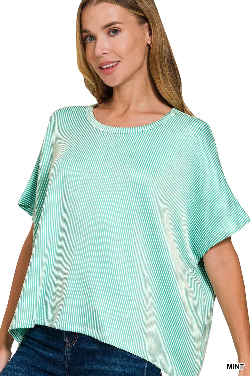 Ribbed Oversized Short Sleeve Top