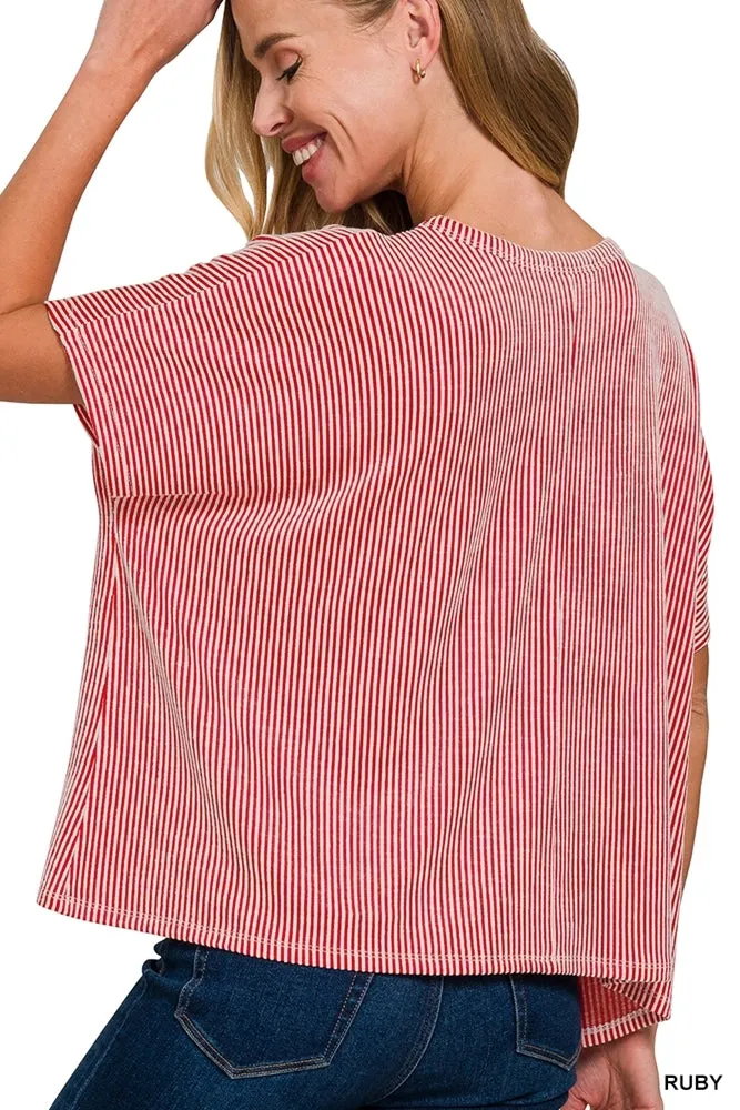 Ribbed Oversized Short Sleeve Top
