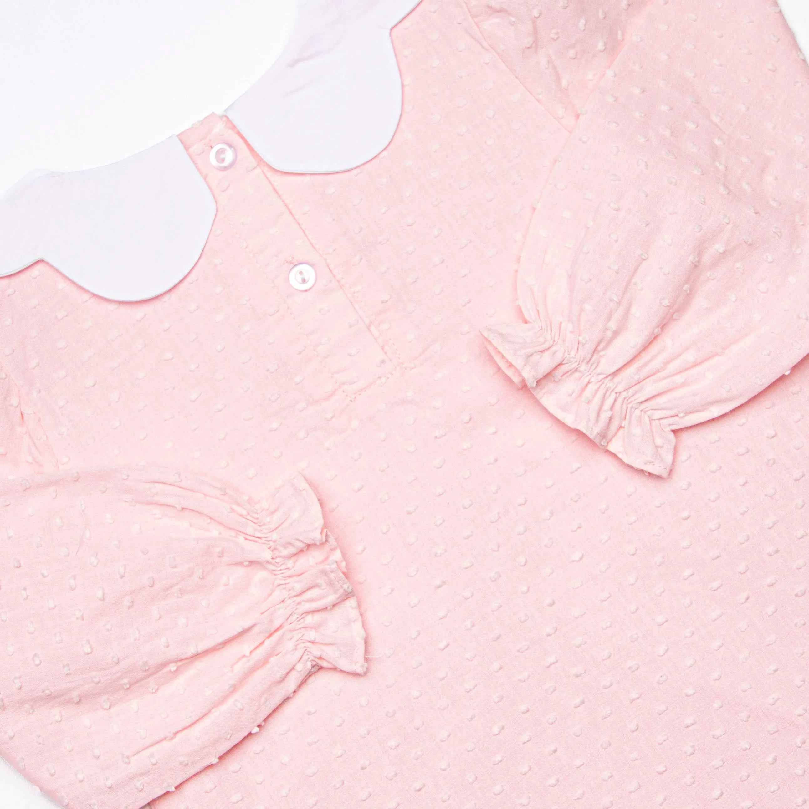 Ribbons and Roses Embroidered Dress, Pink